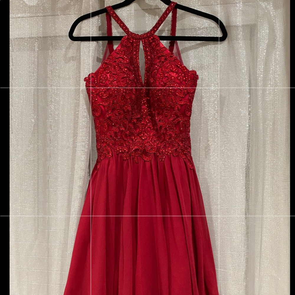 short red dress.